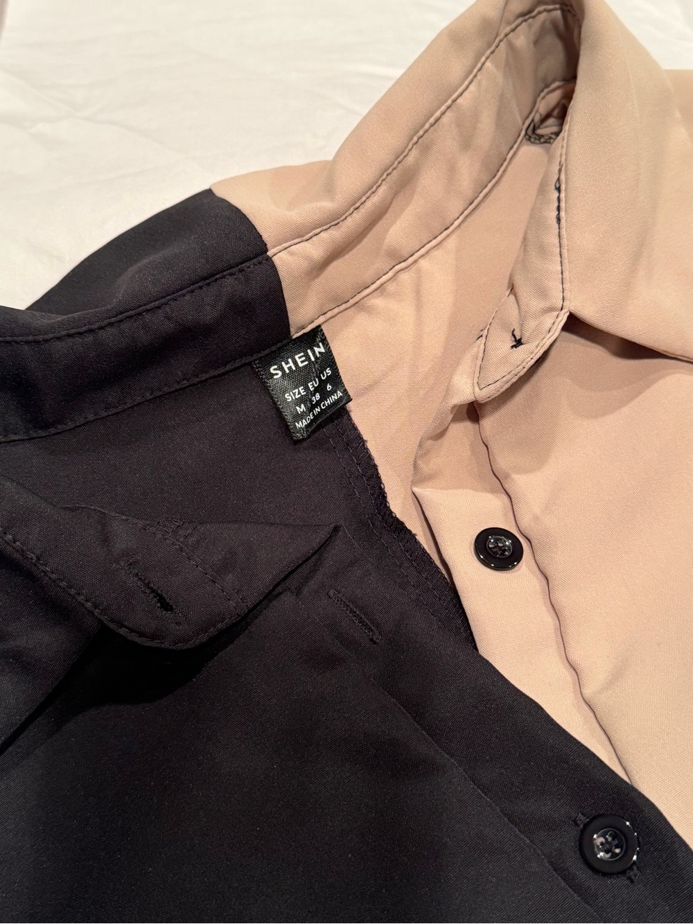Colorblock Button-Front Shirt Dress - Picture 2 of 4